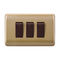 Golden 3 Gang 1 Way Switch Contemporary Light Switches Fireproof ABS Material